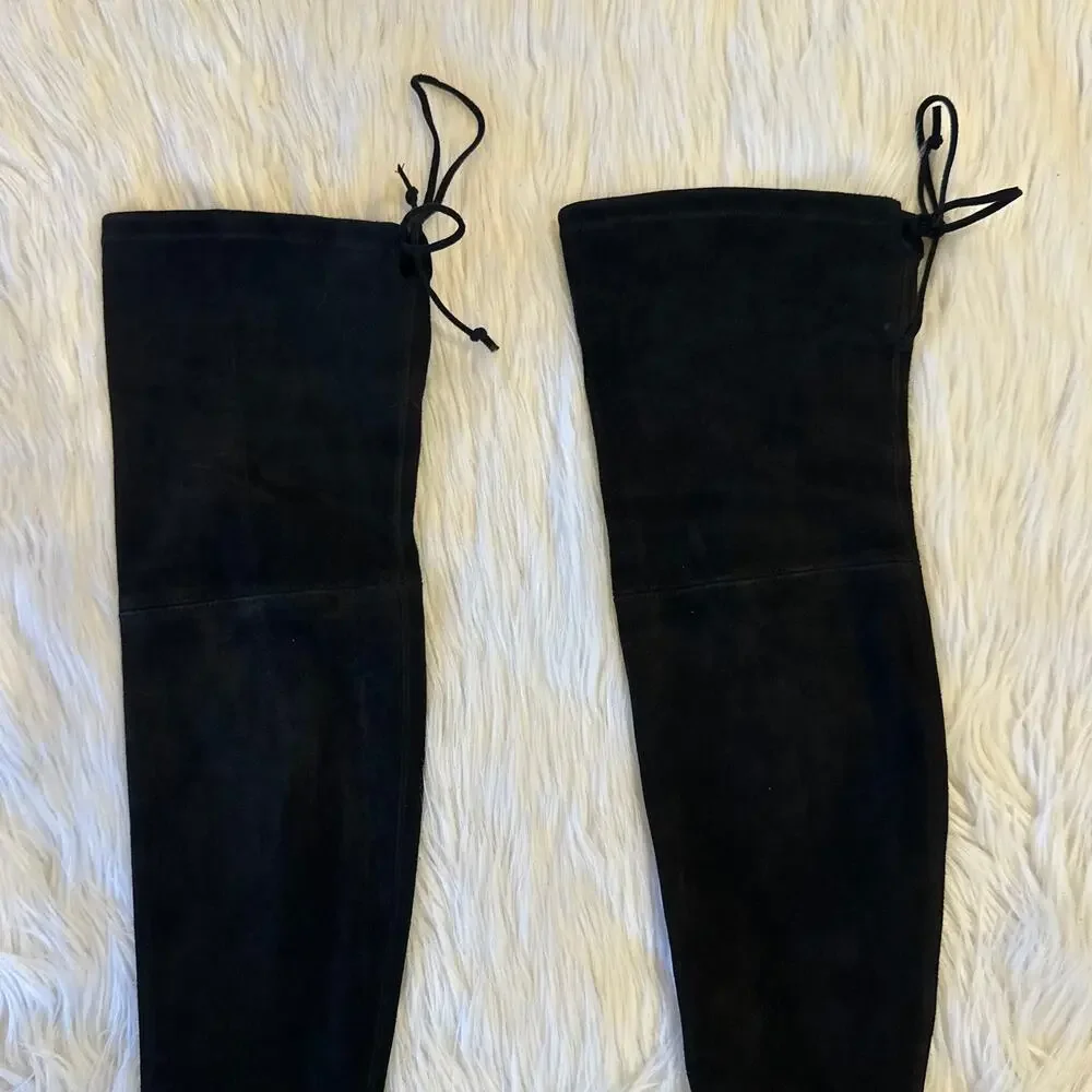 Stuart Weitzman Tieland Over The Knee High Boots Suede Block Heel Thigh High - Picture 9 of 16